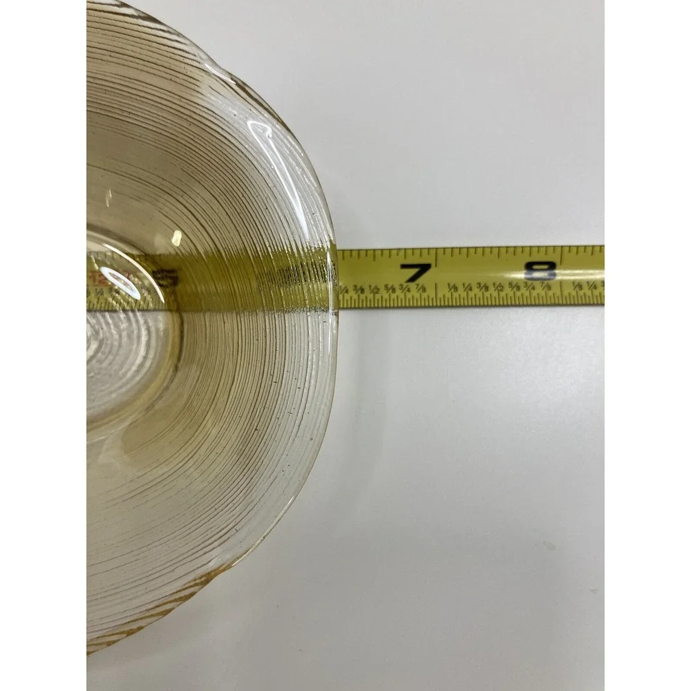 Amber/Gold Ribbon Glass‎ Delicate Bowl Soap Dish Jewelry Dish Home Decor 5 in